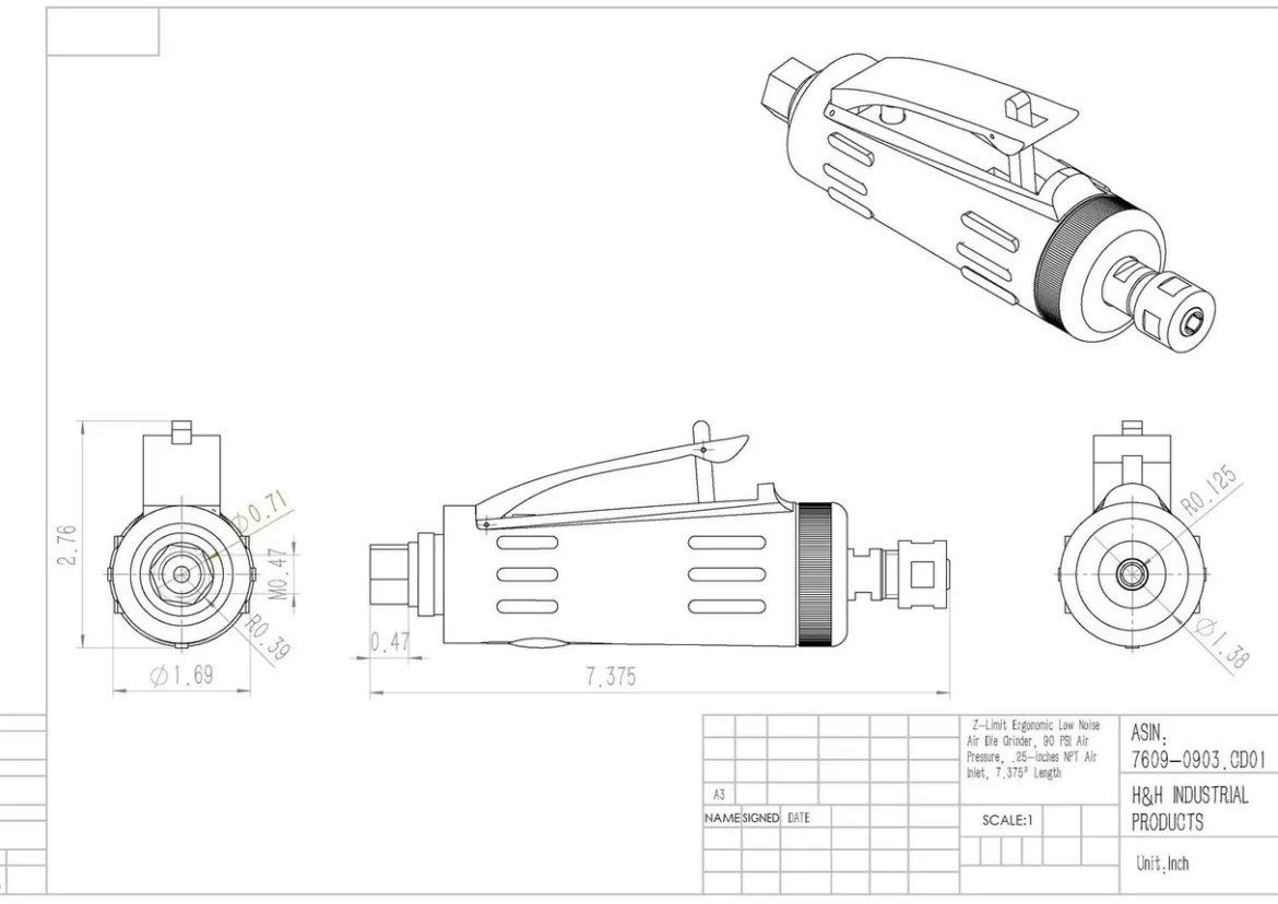 Z-LIMIT Z-LIMIT 1/4" AIR DIE GRINDER (7609-0903)