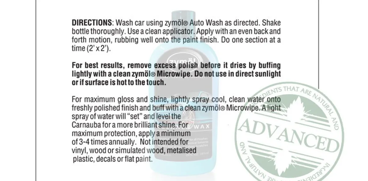 Zymol Cleaner Wax Formula - 20 oz Bottle (CSZ503)